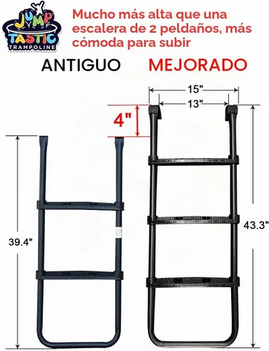 Vista 3 de JumpTastic - Escalera de trampolín universal, accesorios de escalera de 3 escalones, antideslizante, escalón ancho, fácil montaje