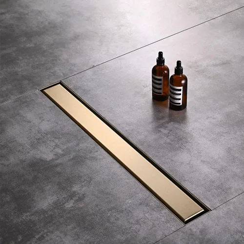 Vista 3 de AVSIILE Desagüe Lineal para Piso de Ducha, Oro Cepillado 12 Pulgadas Acero Inoxidable 304 Kit de Desagües de Baño, Desagüe de Zanja Rectangular