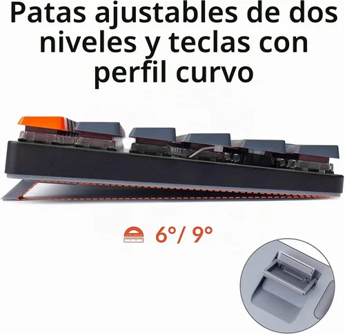 Vista 5 de Keychron Teclado mecánico inalámbrico K3 Ultra-Slim 75% Layout con cable, compacto 84 teclas RGB LED retroiluminado para Mac Windows, interruptor