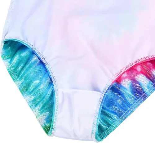 Vista 5 de TFJH E Leotardos para gimnasia y niñas ropa de práctica con pantalones cortos de coletero