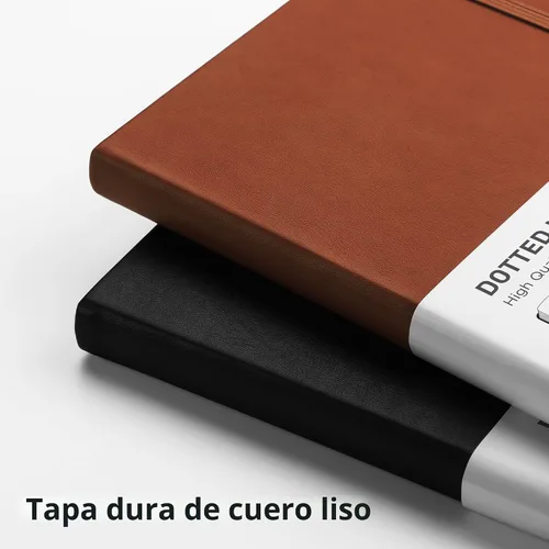 Vista 4 de RETTACY Cuaderno de diario con puntos y viñetas, 192 páginas, tamaño mediano A5 (5.7" x 8.3"), tapa dura de cuero, papel grueso de 100 gsm