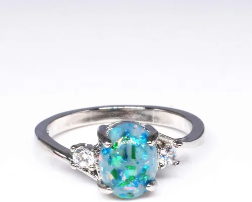Vista 6 de Exquisito anillo de plata de ley 925 para mujer, corte ovalado, ópalo de fuego, joyería de diamante, regalo de propuesta de cumpleaños, boda