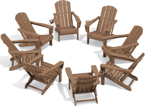 Vista 27 de SERWALL Silla Adirondack plegable ajustable con portavasos reclinable