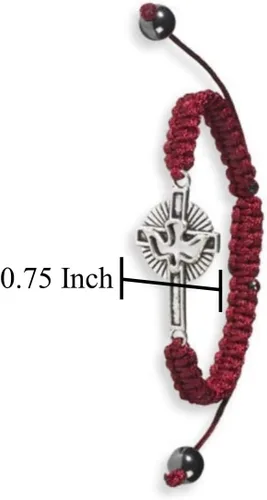Vista 5 de Cordón ajustable rojo con cruz de paloma del Espíritu Santo, regalos de confirmación católica, 3 pulgadas