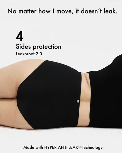 Vista 4 de LEAKPROOF2.0 - Ropa interior sin costuras de cintura alta para mujer, flujo pesado, capacidad para 10 tampones Holds 10 Tampons, 4-Side Leak
