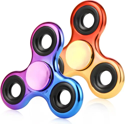 Vista 7 de Fidget Spinners 2 unidades, juguete de metal para aliviar el estrés, giro silencioso de alta velocidad, reducción de enfoque y ansiedad, juguetes