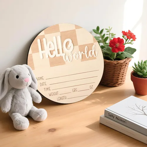 Vista 5 de Letrero de anuncio de bebé, tablero de anuncio de madera para recién nacido, letrero de estadísticas de nacimiento de bebé de 6.5 pulgadas, letrero