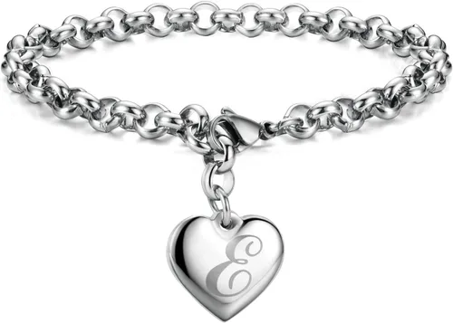 Vista 28 de Monily Regalos de cumpleaños para mujer, pulseras con dije inicial para mujer, letras del alfabeto y corazón, pulsera para mujer A: Corazón