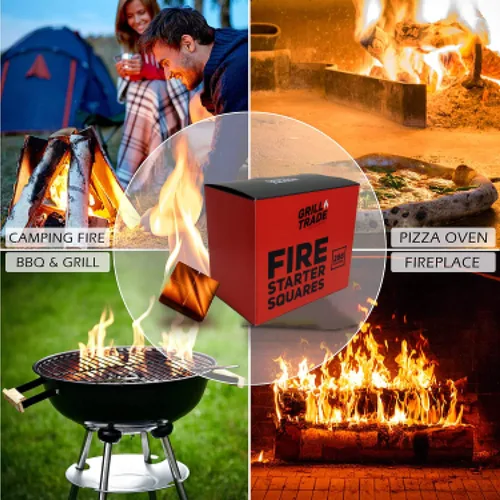 Vista 3 de Grill Trade Arrancadores de fuego para estufa de leña, chimenea, fogatas, parrilla, hoguera, barbacoa, 288 piezas cuadrados de inicio