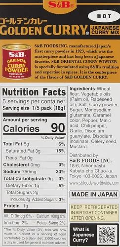 Vista 2 de S&B, Mezcla de salsa de curry dorado, caliente, 3.2 oz