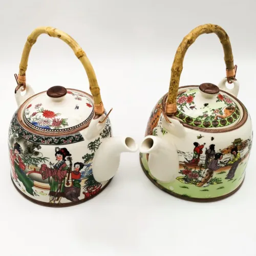 Vista 2 de Angoily Juego de 3 manijas decorativas de estilo japonés para tetera, accesorios de olla de fácil instalación para teteras de cerámica, preparación