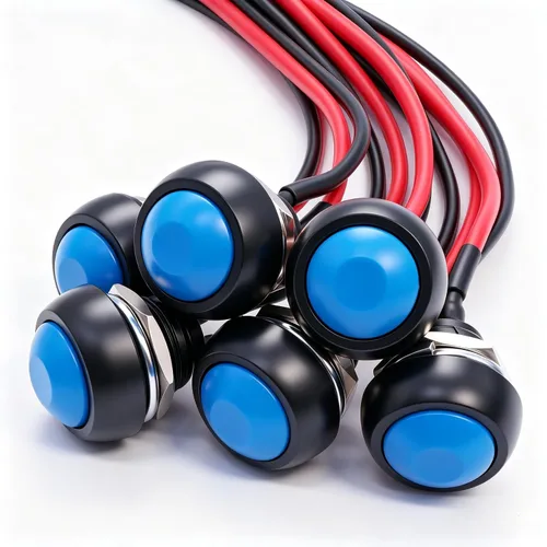 Vista 7 de Twidec /6 unids interruptor de botón momentáneo de 0.472 in agujero de montaje de 1/2 "encendido apagado mini redondo impermeable negro con cables