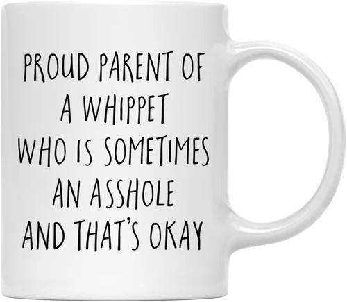 Vista 128 de Andaz Press Funny Dog - Taza de café de 11 onzas, regalo de broma, orgulloso padre de un afenpinscher que es a veces un gilipollas y eso está bien