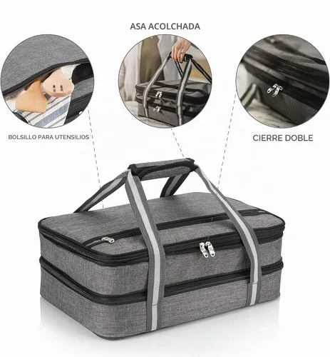 Vista 5 de Stack Store Plus More Cazuela aislada para alimentos calientes o fríos, soporte para lasaña para picnic, comida, cocina, se adapta a platos de horno