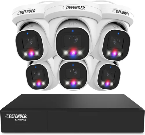 Vista 10 de Defender Sistema de cámara de seguridad Sentinel Pro Turret 8CH NVR PoE, 4 cámaras de torreta de metal, gran angular de 109°, clasificación IP66