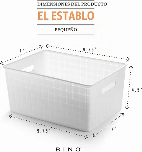 Vista 2 de BINO Canastas de Almacenamiento de Plástico Pequeñas - Blancas LA COLECCIÓN ESTABLE Almacenamiento Multiusos Organizador de Gabinete Blanco