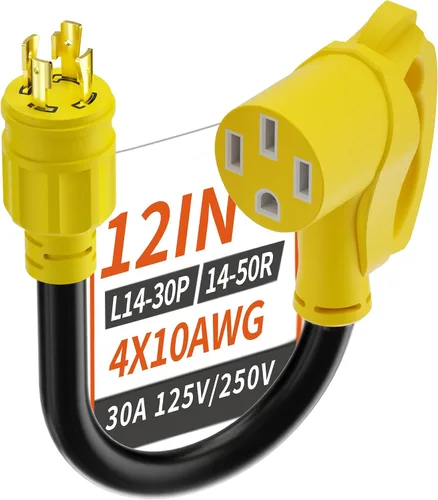 Vista 8 de PlugSaf Cable adaptador de generador RV de 3 clavijas de 15 amperios a 30 amperios, enchufe macho NEMA 5-15 a enchufe hembra NEMA L5-30, cable