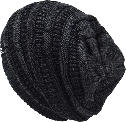 Vista 21 de C.C Winter Oversized Beanie Hat with Fuzzy Lining – Thick Knit Thermal Beanie for Cold Weather, Soft Warm Fleece Lined Cap