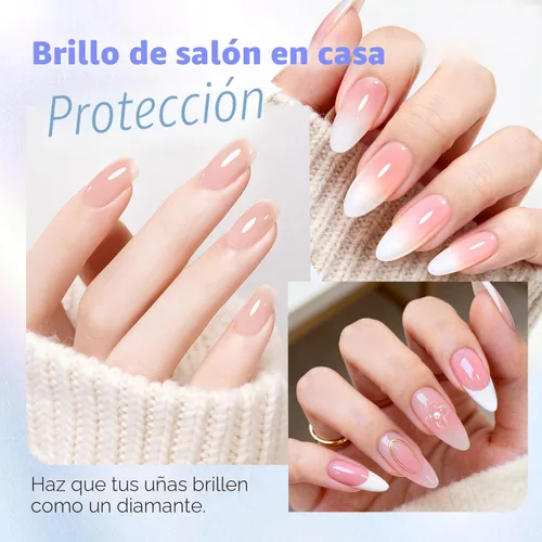 Vista 3 de AZUREBEAUTY Esmalte de uñas base y capa superior 2 en 1, fortalecedor transparente, secado rápido, brillo de alto brillo, sin rayas, fórmula suave