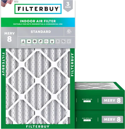 Vista 15 de Filterbuy Filtro de aire MERV 8 de 8 x 14 x 1 pulgadas para defensa contra el polvo y las alergias (paquete de 3), filtros electrostáticos plisados