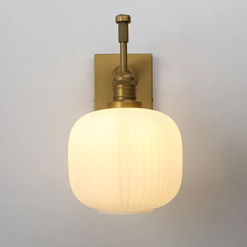 Vista 7 de Pathson Milk White Glass Wall Sconce with Switch, Hardwired Wall Vanity Light, Mid-Century Vintage Wall Lamp Fixture or Living Room Farmhouse