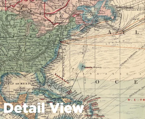 Vista 3 de Mapa del mundo de Stanford 1900 - Impresión de mapa histórico - 24 x 13 pulgadas