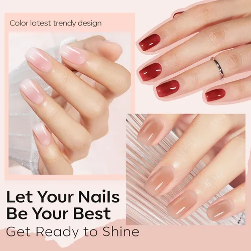 Vista 9 de Modelones Esmalte de Uñas en Gel de 6 Colores, Set de Esmaltes de Uñas en Gel Sheer Nude Mini, Esmaltes de Uñas en Gel Natural de Colores Rojo