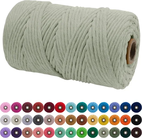 Vista 14 de JeogYong Cordón de macramé de un solo hilo 3 mm x 109 yardas (328 pies) Cuerda de algodón suave Hilo de macramé de 3 mm, suministros de macramé
