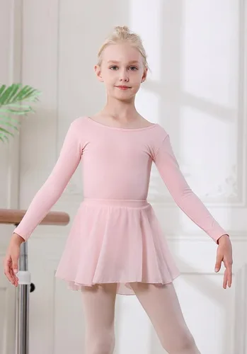 Vista 4 de DIPUG Leotardos de ballet para niñas con falda extraíble, vestido de baile con espalda hueca para niñas