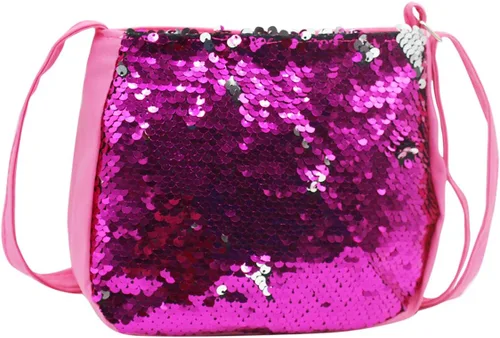 Vista 5 de Orityle Bolso cruzado para niños y niñas, con purpurina y lentejuelas, lindo bolso de hombro con cremallera