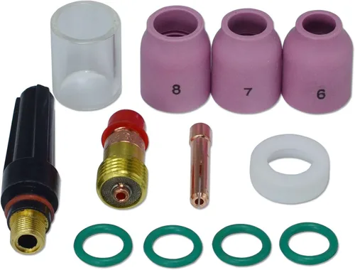 Vista 9 de RIVERWELD TIG - Cuerpos de pinza de lente de gas rechonchos 17GL040 10N22S .040 pulgadas, boquillas de cuarzo vasos de vidrio transparente #10 5/8