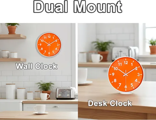 Vista 2 de JENLYSTIME Reloj de pared moderno con número 3D de 12 pulgadas para interiores y exteriores, esfera redonda brillante y colorida, cuarzo silencioso