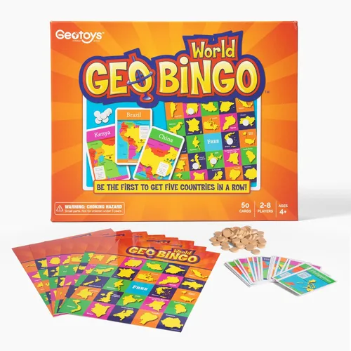 Vista 6 de GeoToys GeoBingo, USA Bingo para niños de 4 años en adelante, juego de geografía para el hogar, escuela o campamento, divertido juego educativo