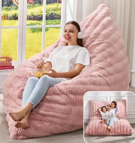 Vista 19 de Hobestluk Adult Bean Bag Chair 3 in 1 Convertible Large Bean Bag Sofa Ash Grey