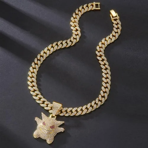 Vista 8 de MFJFHK Miami - Cadena de eslabones cubanos para hombre, chapado en oro dorado, collar de hip hop, cadena de diamantes para hombre, joyería de hip