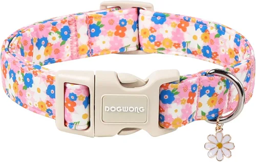 Vista 35 de DOGWONG Collar de Algodón para Perro, Collar para Perro de Cuadros Azules Resistente, Collar Suave y Duradero para Perro Macho, Lindo Collar de A