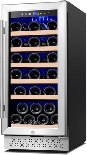 Vista 9 de Tylza Refrigerador de exhibición de encimera Puerta de vidrio doble de 2.7
