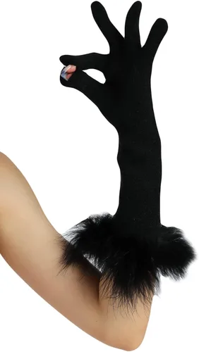 Vista 26 de Sahabowi Guantes de cuero para clima frío Manopla de lana cálida de invierno para mujeres