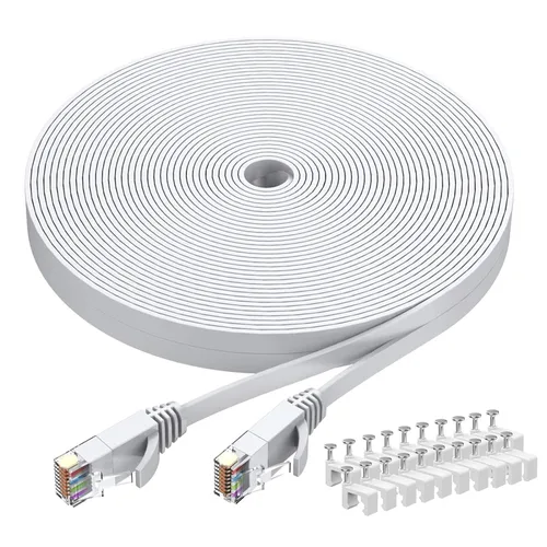 Vista 15 de BUSOHE Cable Ethernet Cat6 de 6 pies, 2 unidades, blanco, Cat-6 plano RJ45 para computadora, Internet LAN, red Ethernet, cable de conexión Ethernet