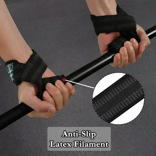 Vista 6 de Green Square Lifting Wrist Straps for Weightlifting, Bodybuilding, Strength Training Padded Neoprene