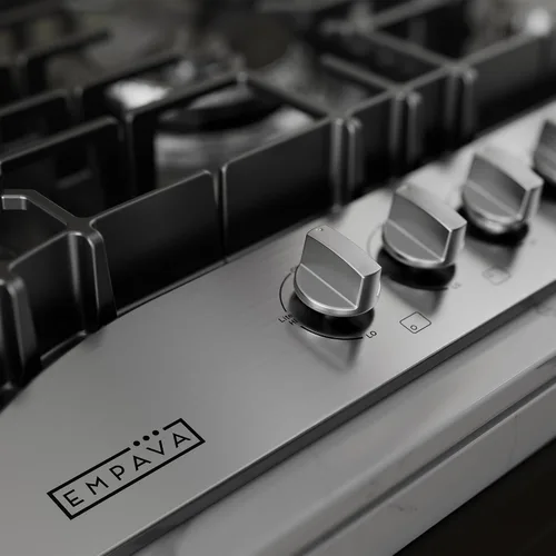 Vista 5 de Empava - Anafe de gas de 30 pulgadas con 5 quemadores de clase mundial fabricados en Italia SABAF, convertible a GLP/GN, ideal para cocinas de RV