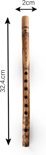 Vista 3 de Decorativo tradicional hecho a mano tallado a mano flauta de bambú de madera Basuri Instrumento musical indio para regalar y decoración
