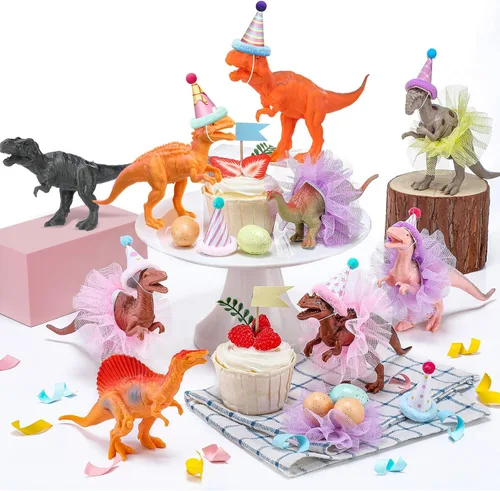 Vista 9 de Weysat 27 piezas de decoración de pastel de dinosaurio para fiesta