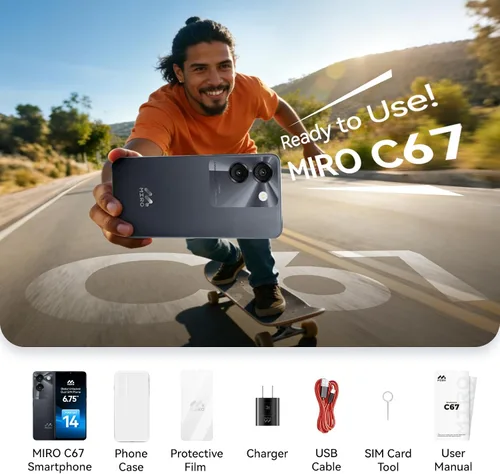 Vista 7 de MIRO Smartphone ultraligero 6.75" pantalla grande 4G+64GB interno (1TB almacenamiento expandible) 13MP AI Dual Cámara 5MP Cámara frontal 4900mAh