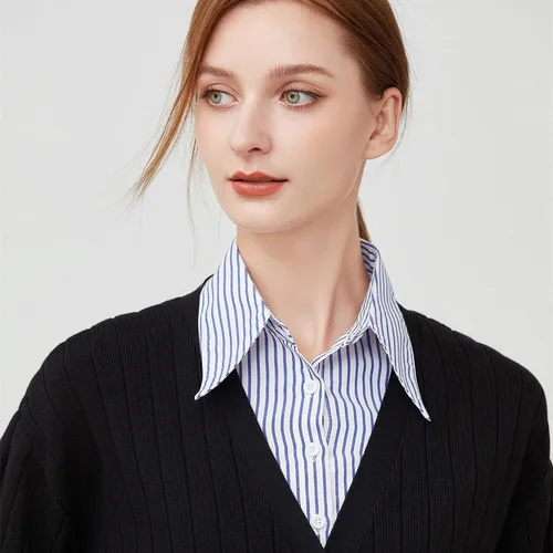 Vista 7 de GUZOSJO Camisa de cuello blanco desmontable de perlas, media blusa de Dickey cuello falso para damas niñas