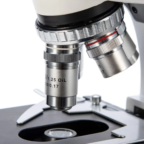 Vista 3 de Swift Microscopio trinocular compuesto SW350T, aumento 40X-2500X, cabeza de Siedentopf, etapa mecánica de dos capas, con cámara Swiftcam de 5