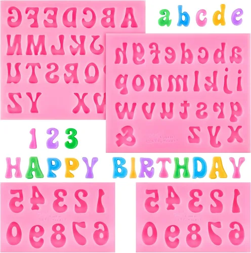 Vista 9 de Moldes de silicona para fondant de letras y números, 3
