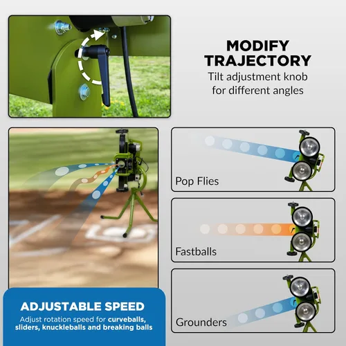 Vista 4 de Mound Yeti Baseball Softball Pitching Machine, Youth and Adult Single Wheel Pitching Machine for Baseball and Softball, Training Equipment