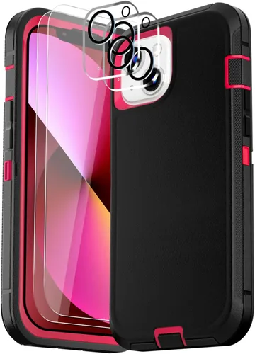 Vista 22 de Funda para iPhone 13 (6.1 pulgadas), con 2 protectores de pantalla de vidrio templado