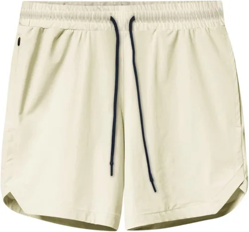 Vista 5 de BIFUTON Pantalones cortos blancos para hombre, pantalones cortos de entrenamiento para hombre, pantalones cortos ligeros de yoga para gimnasio